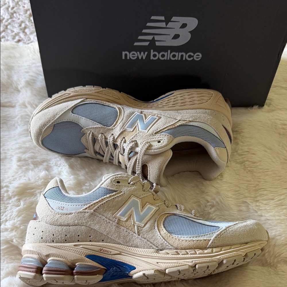 New Balance Beige and Light Blue 2002R Sneakers Unisex New